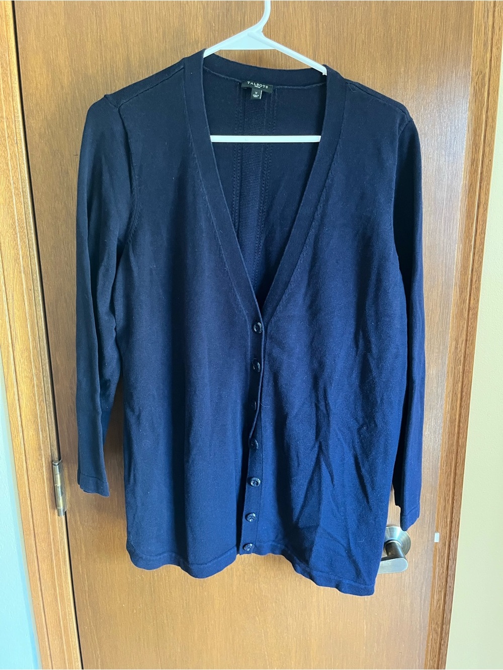 Talbots X Navy V-Neck Button Front Cardigan Sweater